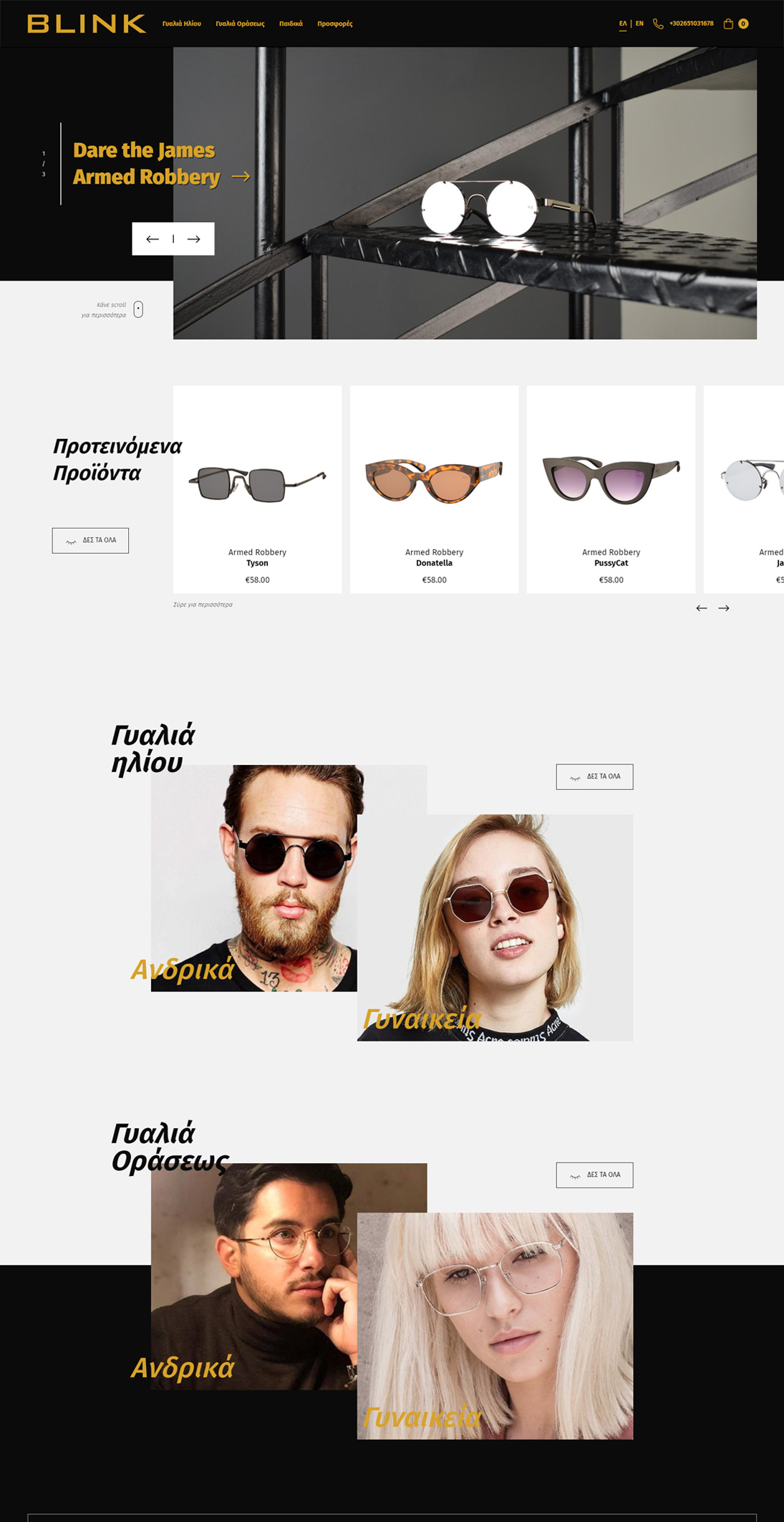 Blink Optics homepage fullscreen